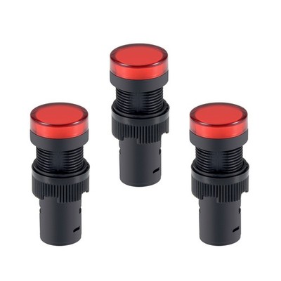 3Pcs AC/DC 12V Indicator Lights,  Light Red LED,Flush Panel Mount 5/8'' 16mm