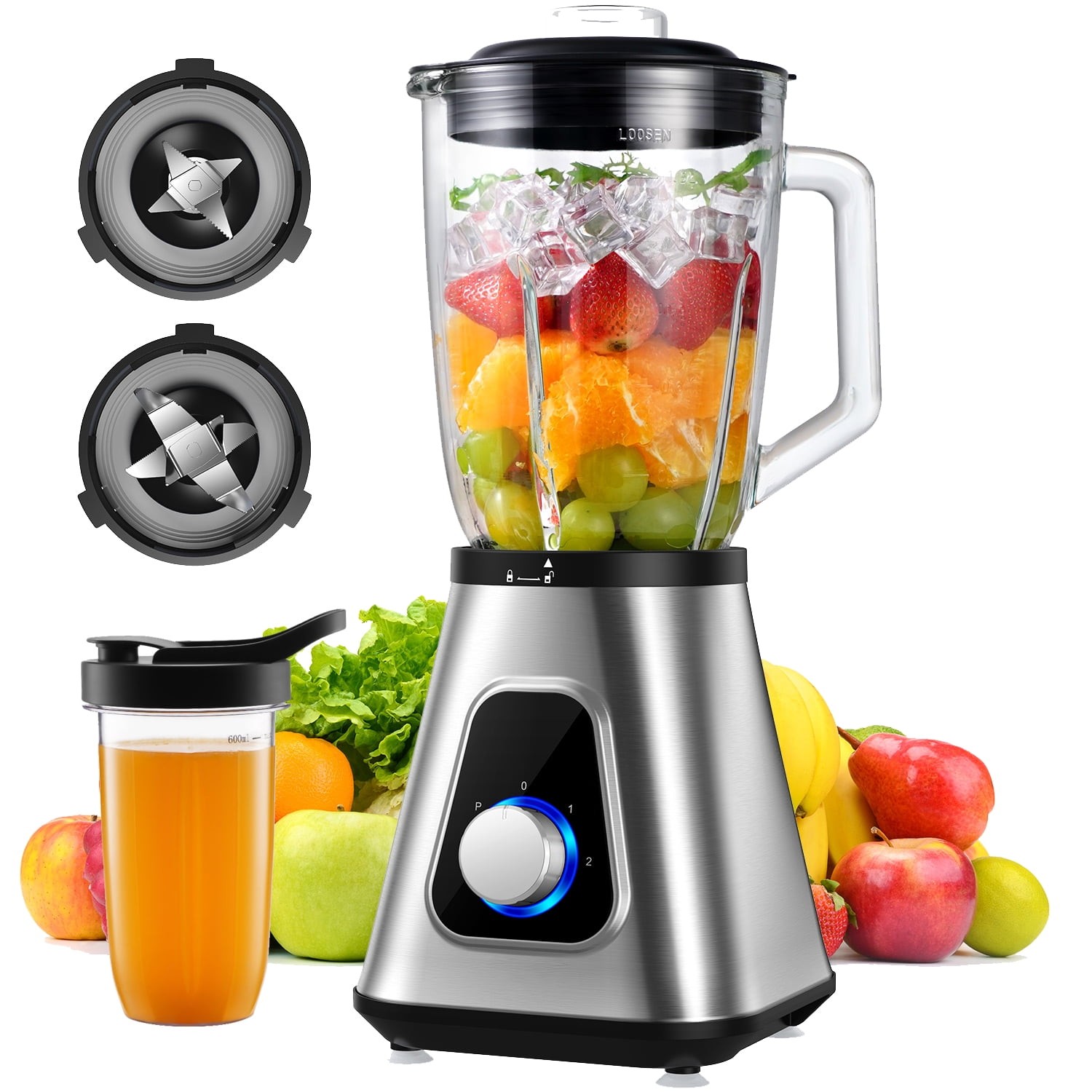 1200W Blender for Shakes and Smoothies 52 Oz Countertop Blender 22 Oz Juicer Cup