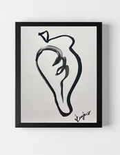 GUAJARDO Original Modern Minimalist Line Chrysalis 14X11 Paper Signed Art