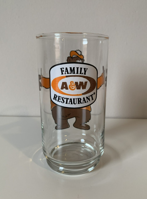 Vintage A&W Restaurant Rotty, The Root Bear Hugging Drinking 6"H Glass