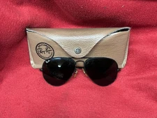 Vintage Ray Ban Bausch & Lomb Black Frame Aviator Sunglasses with Original Case