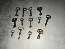13 Vintage  Antique Metal Small Skeleton Keys Different Shapes And Sizes