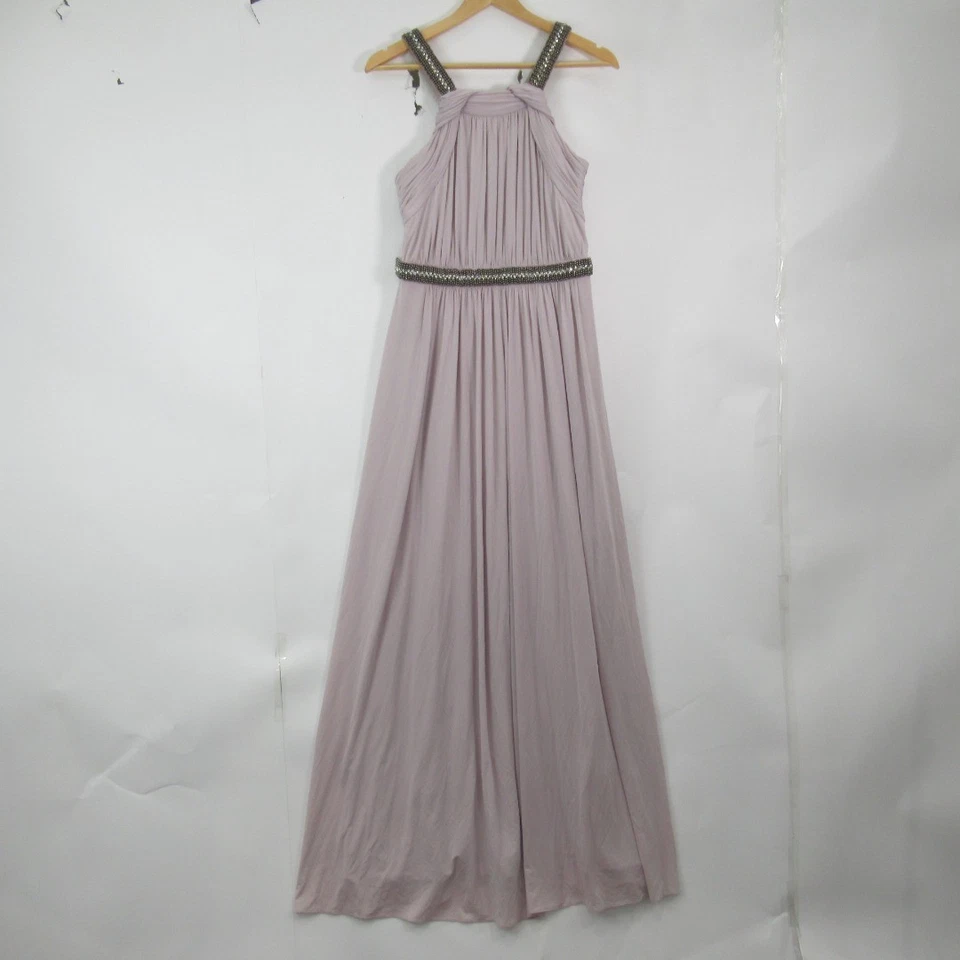 Coast Maxina Maxi Dress Ladies UK 12 Oyster Lilac Bridesmaid Wedding Prom Beaded