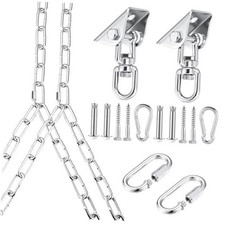 Heavy Duty Porch Swing Hanging Kit with Y-Chain  360  Swivel Hangers Silver