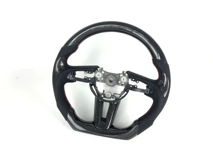 PARA MAZDA3 2019-2023 VOLANTE DE FIBRA DE CARBONO REAL Y CUERO Foto 2 de 4