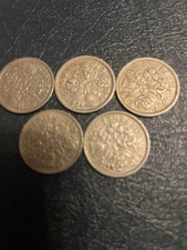 1953/54/56/57/58 Sixpence’s Five In Total Queen Elizabeth II Great Condition