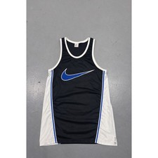 Vintage Nike Swoosh Jersey Size M 90s Y2K Black Mesh Basketball Tank Top Rare