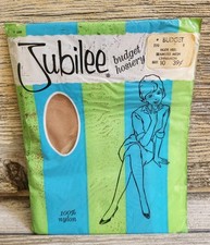 Vtg 60s Womens Jubilee Pkg Stockings 100 Nylon Size 10 Cinnamon NOS