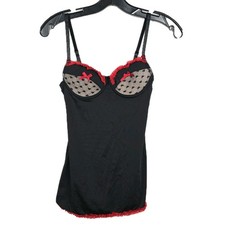 Rampage Intimates Y2K Women's Size Small Black Red Hearts Slipwear