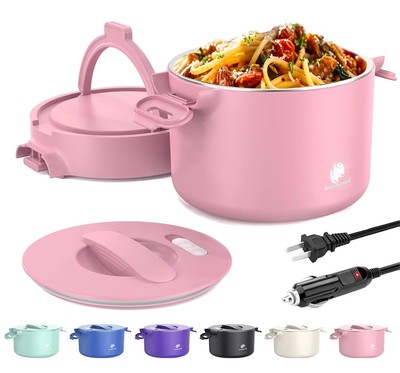 100W Portable Lunch Box,Food Warmer Cooker,12/24/110V Heated Lunch Box for Ca...