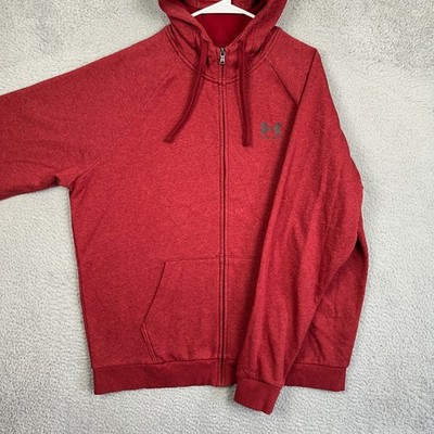 Under Armour Jacket Mens XL Red Loose Fit Full Zip Hoodie Long