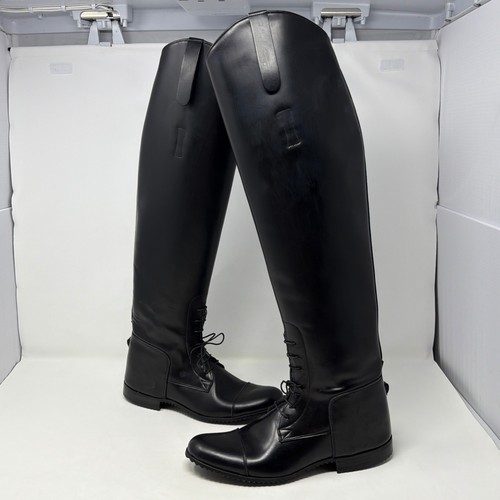 Vintage The Elite USA Black Leather Tall Lace Up Equestrian Riding Boots 7M