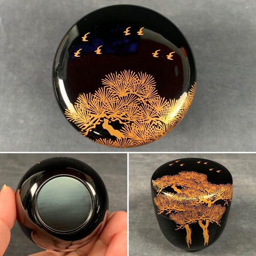 Japanese Natsume Tea Caddy Old Pine Makie Lacquerware Matcha Tea Container - Afbeelding 7 van 9