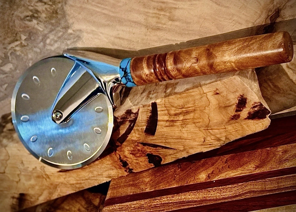 Pizza Cutter, Custom Made, Rosewood, Turquoise, Custom, Handmade, Pizza Peel - Image 2 of 4