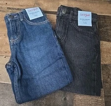 Lot Of 2 Cat And Jack Relaxed Straight Jeans Boys 7 Slim Adjustable Waist School