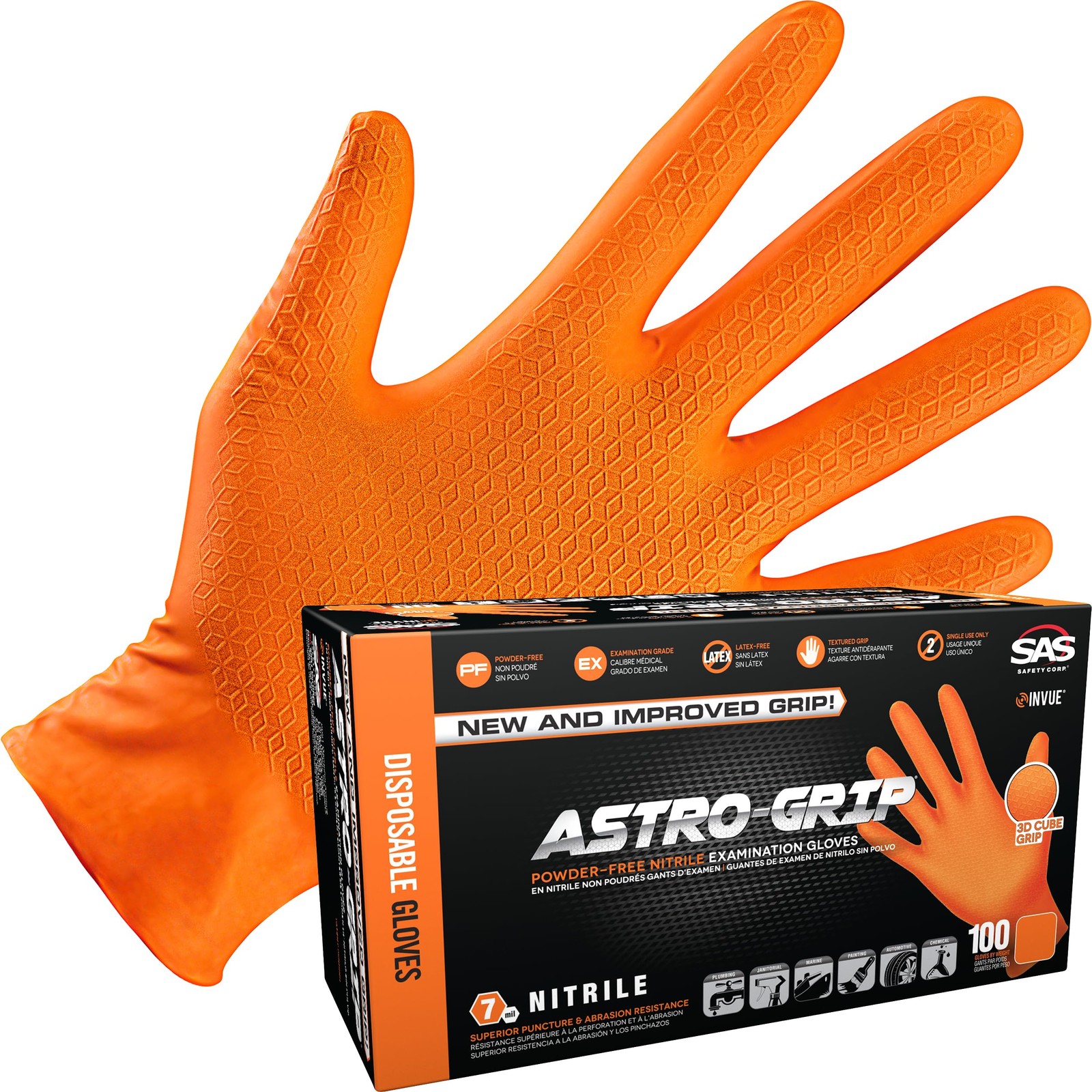 Powder-Free Nitrile Exam Gloves - Large - Safety Astro-Grip