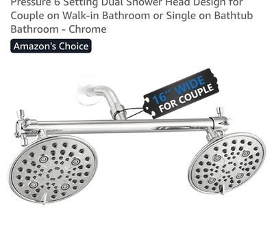#ad Proox Dual Shower Head 2 Heads High Pressure 6 Spray Chrome Metal Round $45.00