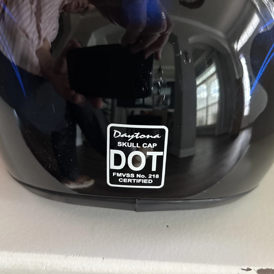 Casco Daytona para hombre medio azul llama Foto 3 de 4