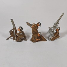 Lot Of 3 Vintage Barclay Manoil Soldiers Artillery Anti Aircraft Cast Metal Toy