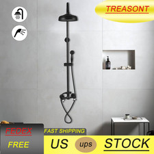 Exposed Shower Faucet Set System Rainfall Shower Head Combo Mixer Wall-Mounted