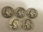 Lot Of 5 1936 Washington Silver Quarters 90% Silver