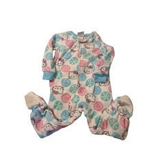 Hello Kitty Toddler Girls Fleece Footed Pajamas Blue Pink Snowflake 2T