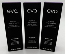 3 EVO PURPLE INSTANT TEETH COLOR CORRECTION PEPPERMINT FLUORIDE FREE TOOTHPASTE