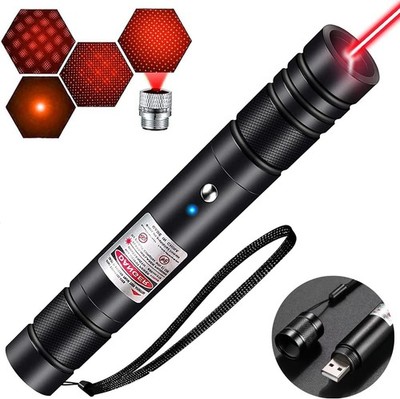 Puntero Láser Recargable USB Linterna Luz Largo Alcance Profesional Laser [Rojo]