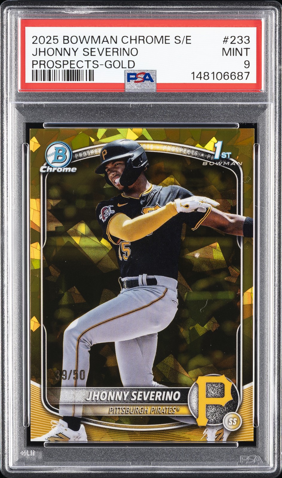 2025 BOWMAN CHROME SAPPHIRE EDITION PROSPECTS GOLD JHONNY SEVERINO 39/50 PSA 9