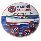 Vintage Union 76 Gasoline Sign - Porcelain Marine Gas Service Pump Sign