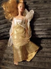 Vintage Barbie Evening Gown Doll White Gold Dress Formal Mattel 1990s