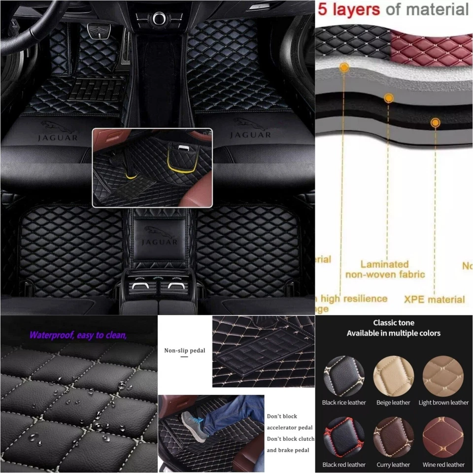 For Jaguar Car Floor Mats Waterproof All Weather Carpets Front & Rear Carpets - Image 2 of 4