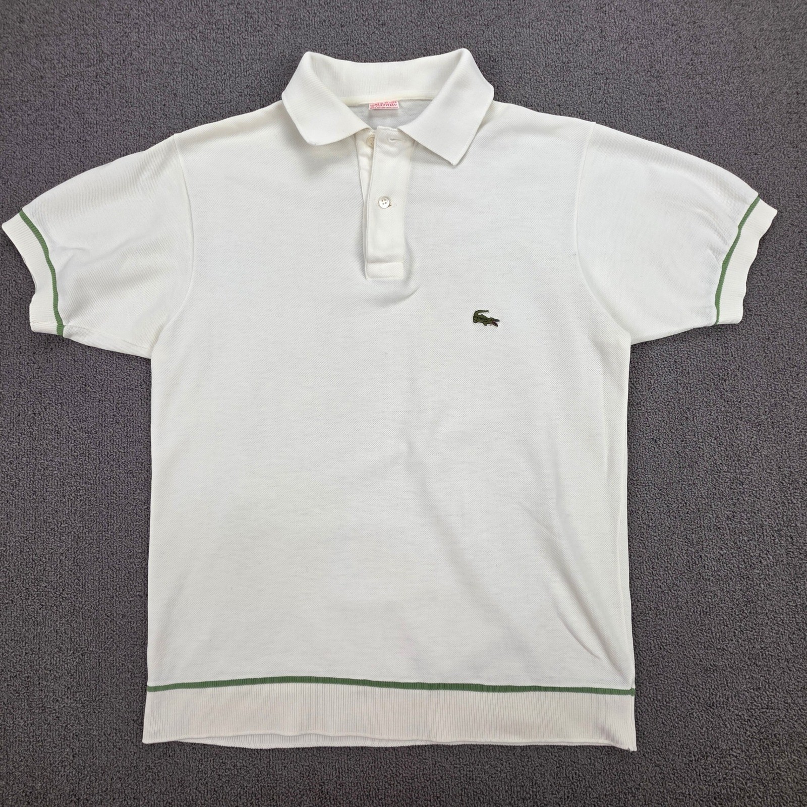 Vintage Lacoste Ivory Polo Shirt Made in France Cotton Mens Small