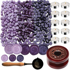 Wax Seal Kit with Warmer, 300Pcs Sealing Wax Beads in 3 Colors, Non-Slip Spoon,