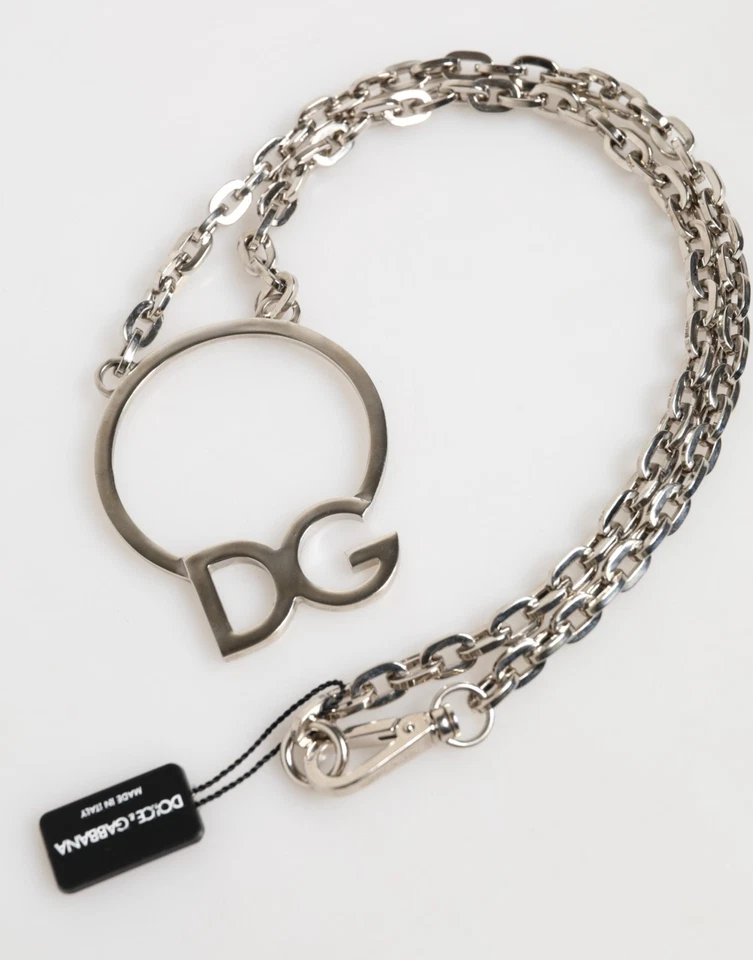 Collana Da Uomo Con Pendente Logo DG In Ottone Argento Di Dolce & Gabbana - Immagine 4 di 4