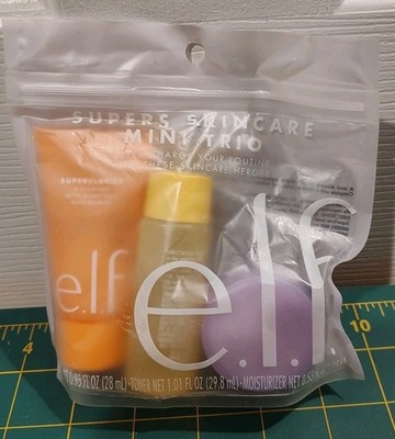e.l.f. Supers Mini Trio Skin Care Set of 3 Items Cleanser Toner Moisturize