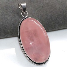 925 Silver Plated Rose Quartz Pendant 2.2