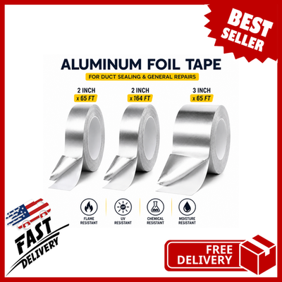 #ad Aluminum Foil Tape 2 3 Inch x 65 164 Feet 3.9 Mil HVAC Ductwork High Temp Silver $14.36