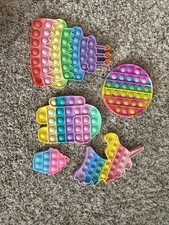 Pop It Fidget Toys Lot of 5 Pre Owned Textured Bubble Sensory Toys