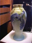 2016 Fenton 9 1/2" FLEDGLING'S FIRST FLIGHT Blue Bird & Pinecones Vase # 1 Of 3