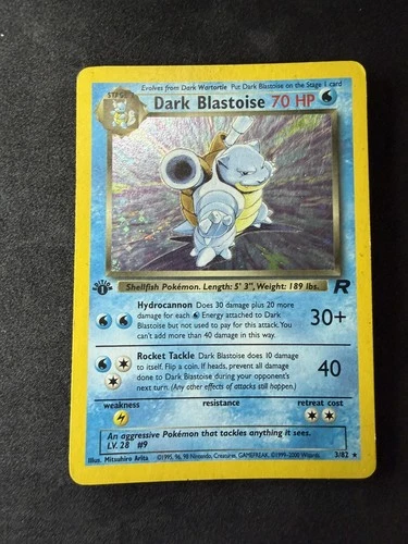1st Edition Dark Blastoise 3/82 Pokemon Team Rocket Holo Rare Card - HP