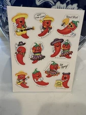 1983 Vintage Hallmark Silly Scents Chili Pepper Scratch And Sniff Stickers Sheet