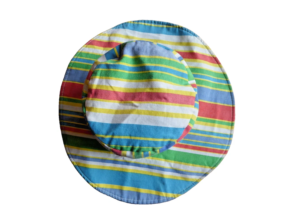 Genuino Vintage Años 70 Hecho a Mano Floppy Playa Sol Sombrero Retro Hippie Boho Arco Iris Foto 4 de 4