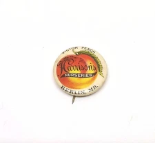 Vintage Harrison's Nurseries Victor Peach Berlin Maryland Celluloid Button Pin