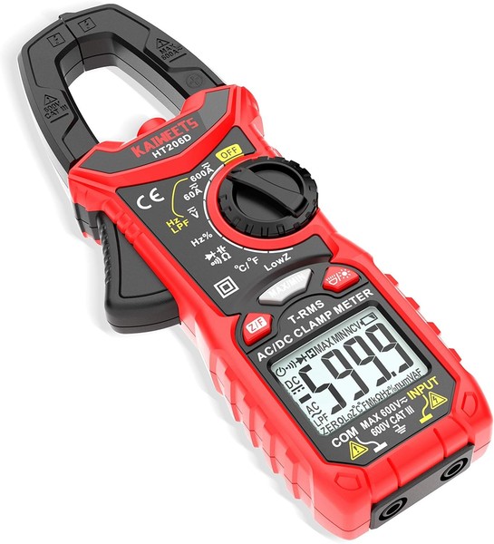 Kaiweets HT206D Stromzange Multimeter 600A True RMS 600V Rot Batteriebetrieben-image
