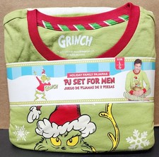 NEW Men's Size Large The Grinch Christmas 2 Pcs PJs Holiday Pajama Set Grinchmas