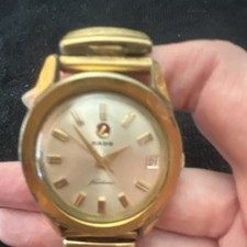 Rado Diastar Quartz Analog Dress Watch Date Gold-Tone Metal Bracelet Silver
