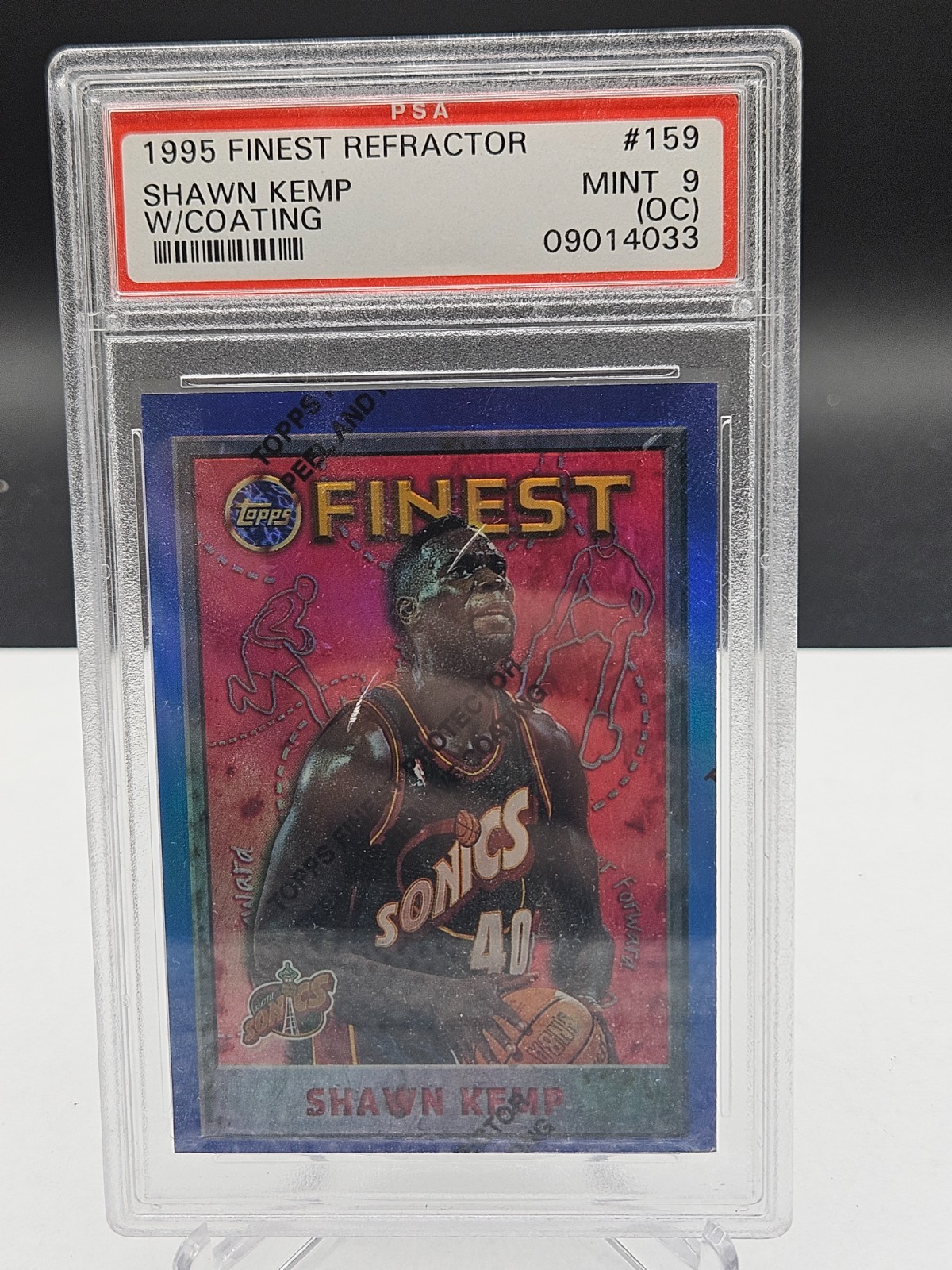 1995 TOPPS FINEST REFRACTOR WITH COATING #159 SHAWN KEMP PSA 9 (OC) MINT - POP 1
