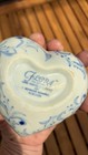 Flora Fine Bone China Blue & White Heart-Shaped Trinket Box w/ Lid — photo 4