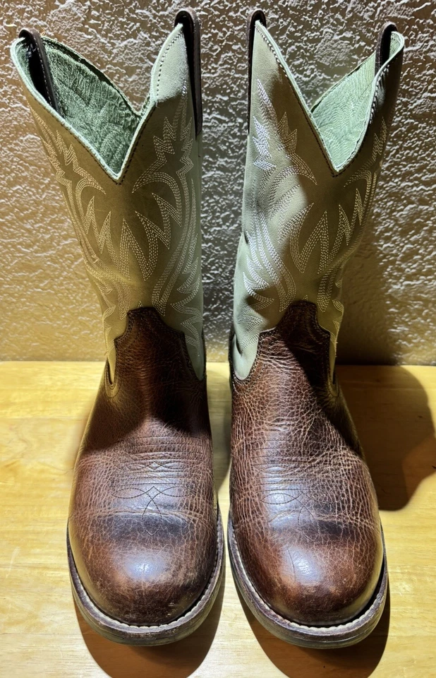 Botas de Trabajo Vaqueras Red Head Saddlebrook Western Para Hombre 9.5 Cuero Marrón Verde Foto 2 de 4